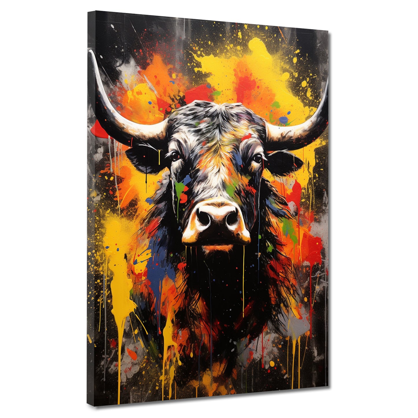 Stier Pop Art abstrakt splatter Wandbild Kunstwerk