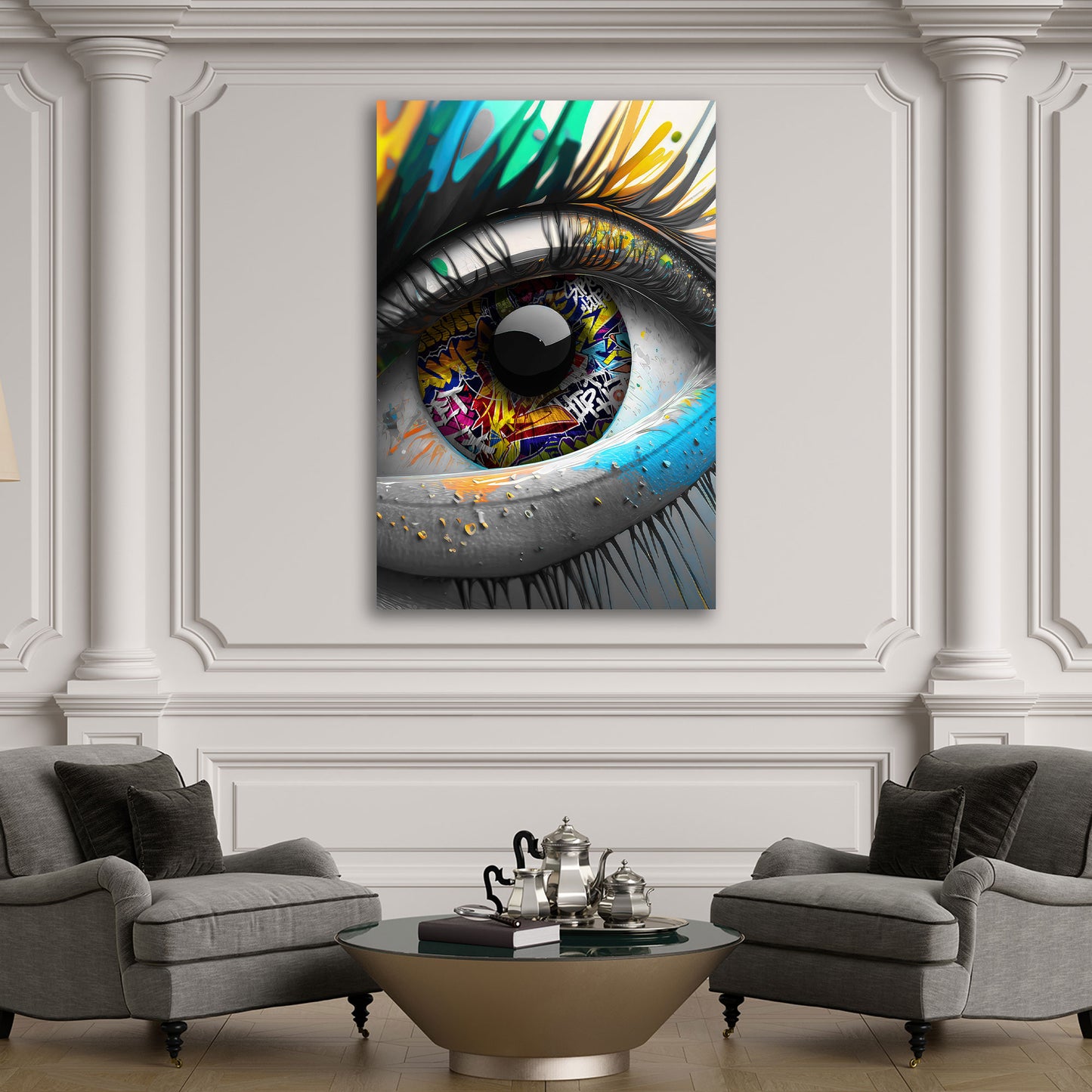 Street Art Auge Graffiti Style Wandbild Kunstwerk
