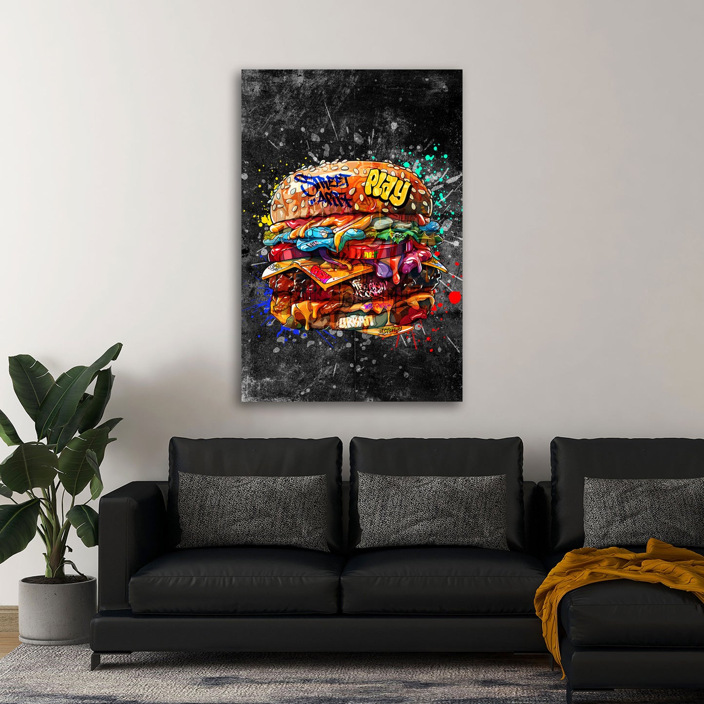 Hamburger Street Art Burger Dark Style Wandbild Kunstwerk