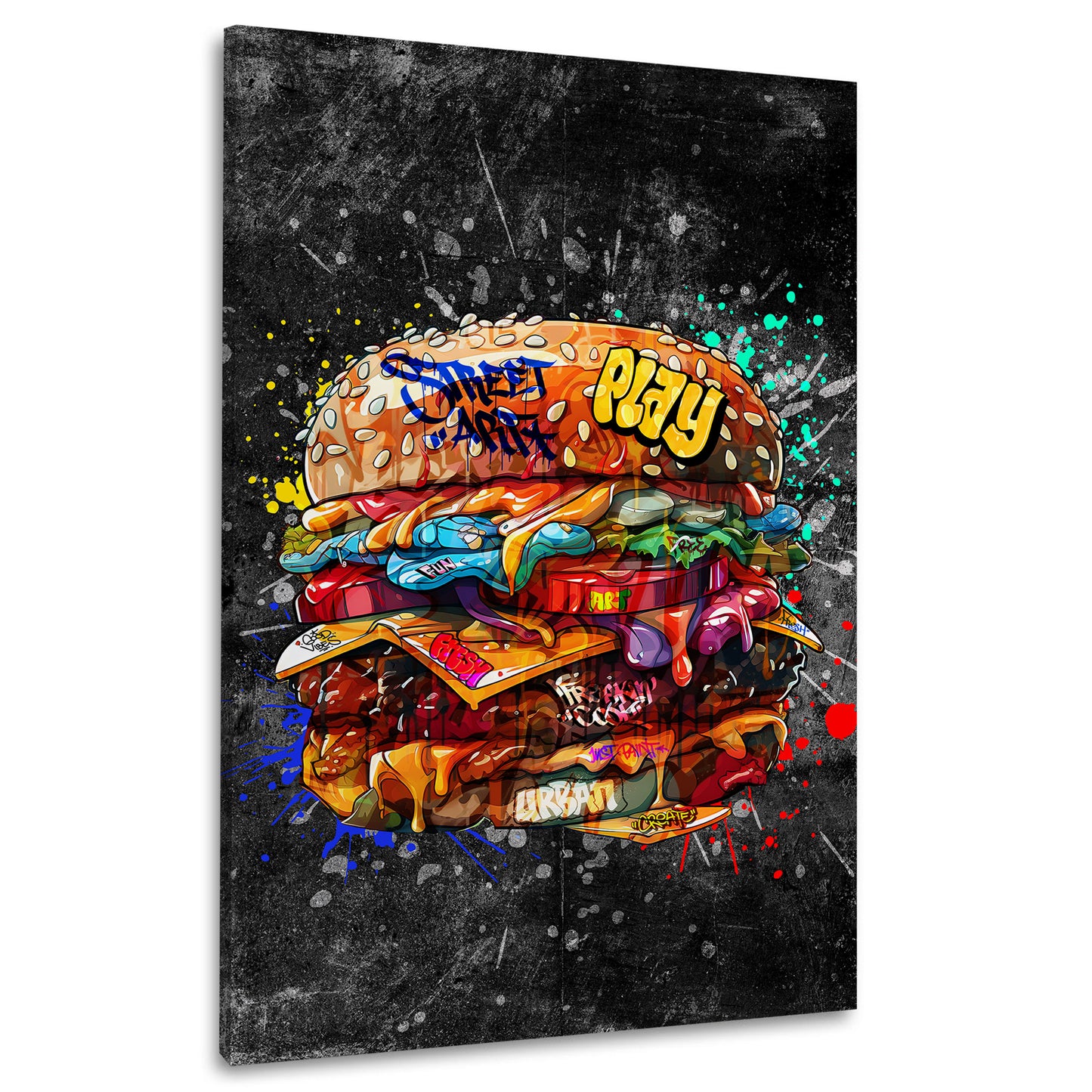 Hamburger Street Art Burger Dark Style Wandbild Kunstwerk