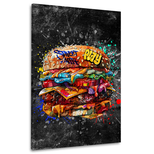 Hamburger Street Art Burger Dark Style Wandbild Kunstwerk