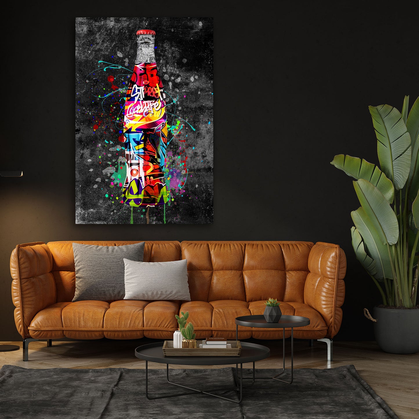 Street Art Cola Flasche Graffiti Style Wandbild Kunstwerk