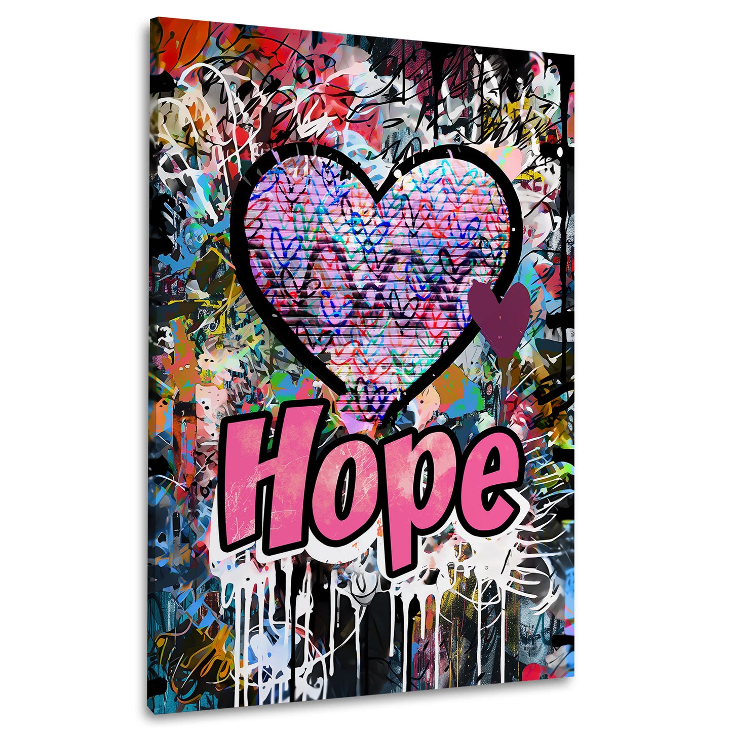 Street Art Herz und Hope Schriftzug Wandbild Kunstwerk