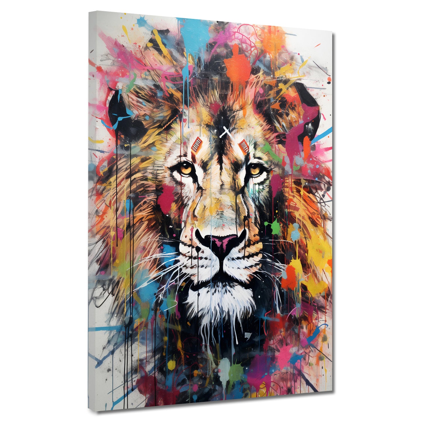 Street Art Löwenkopf Colour Style Wandbild Kunstwerk