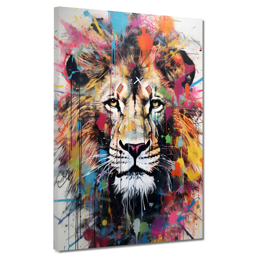 Street Art Löwenkopf Colour Style Wandbild Kunstwerk