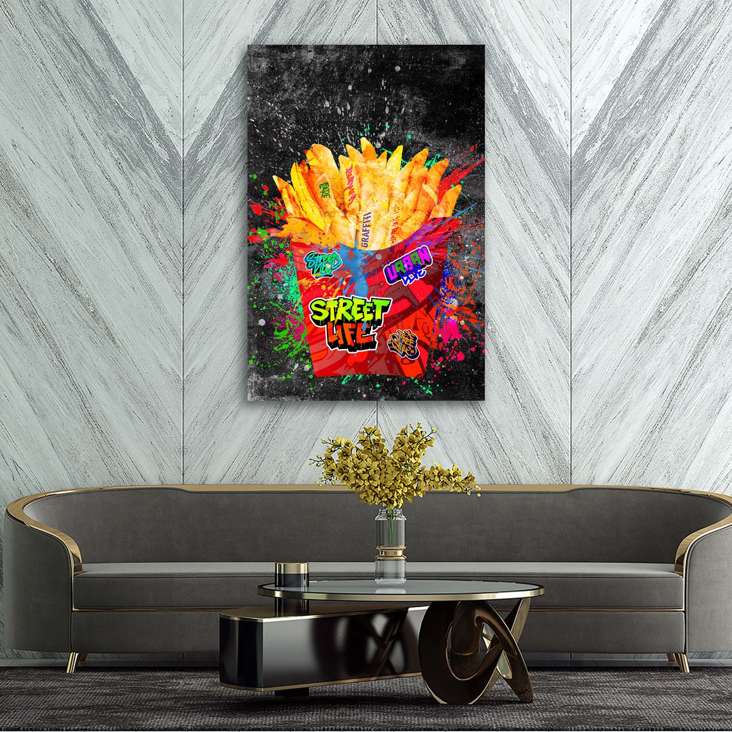 Pop Art Street Art Pommes Graffiti Wandbild Kunstwerk