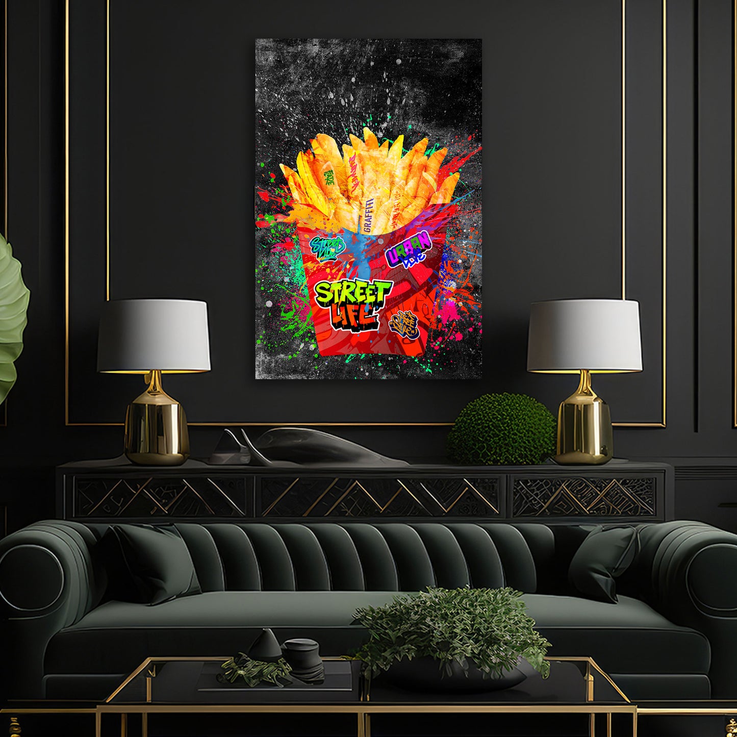 Pop Art Street Art Pommes Graffiti Wandbild Kunstwerk