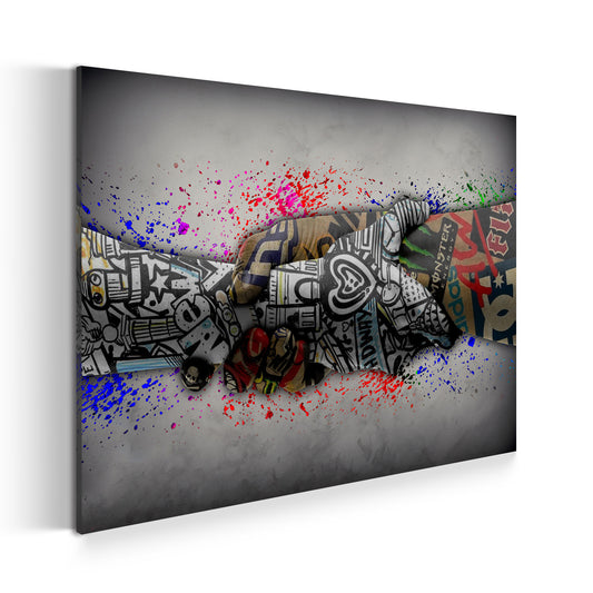 Strong Graffiti Street Art Hände Wandbild Kunstwerk