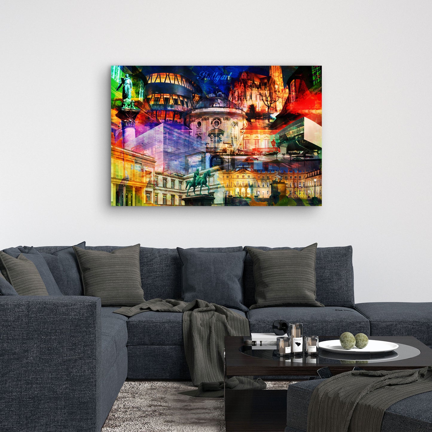 Stuttgart Pop Art Wahrzeichen Deutschland Wandbild Kunstwerk