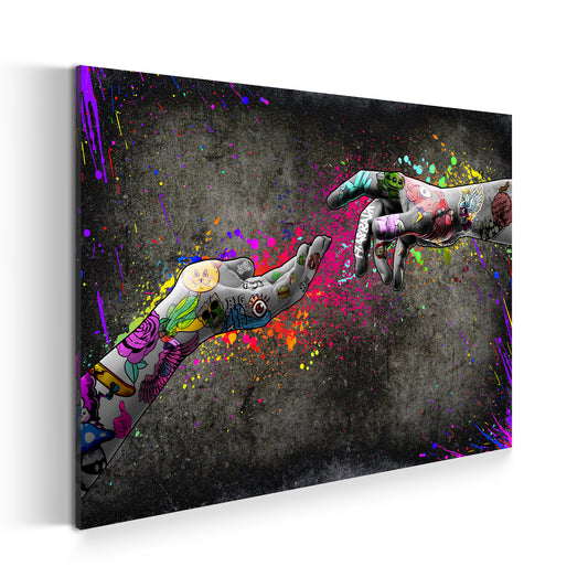Touch Graffiti Hände Pop Art Style Wandbild Kunstwerk