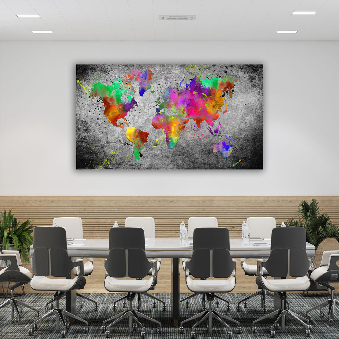 Weltkarte Pop Art Abstract Splash Edition Wandbild Kunstwerk