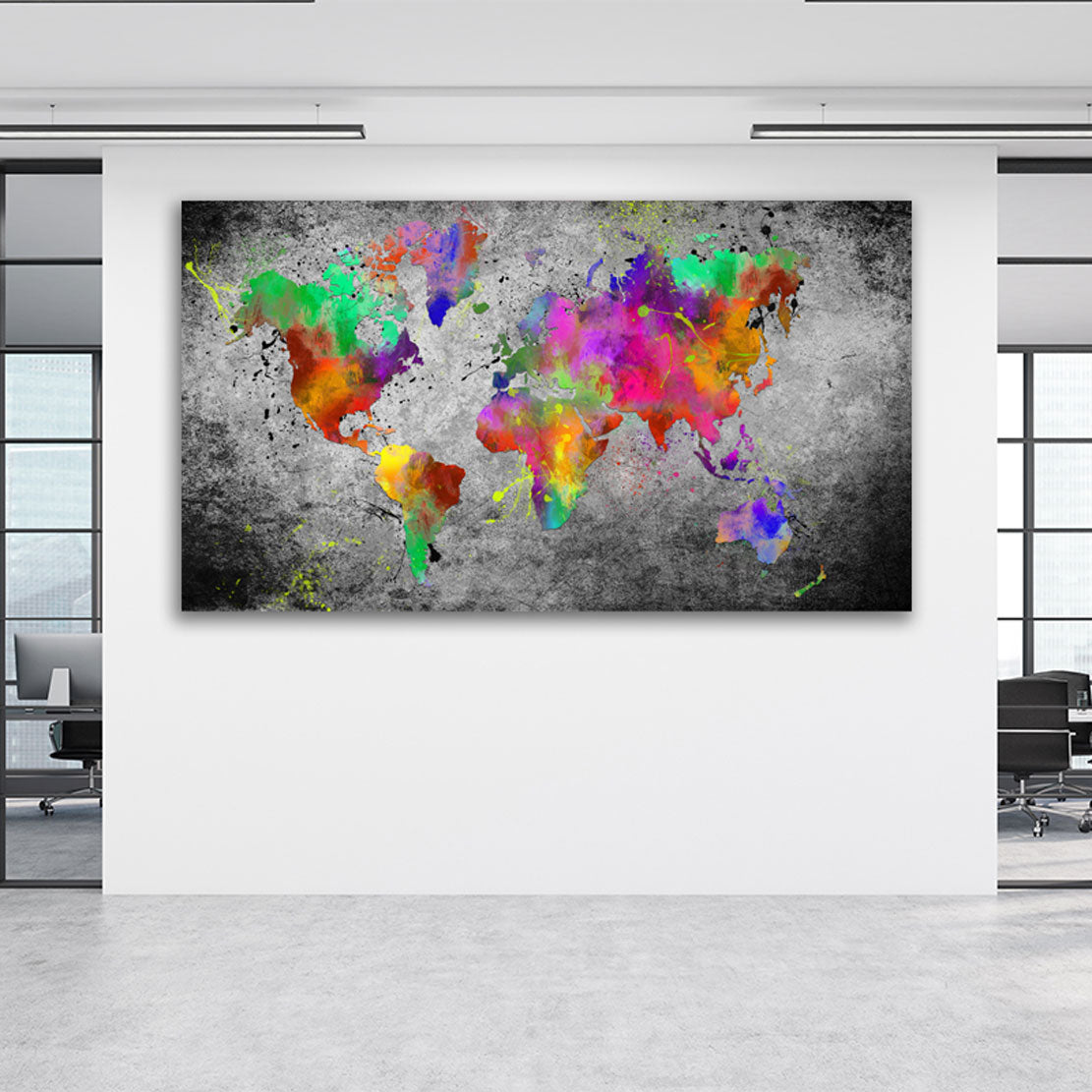 Weltkarte Pop Art Abstract Splash Edition Wandbild Kunstwerk