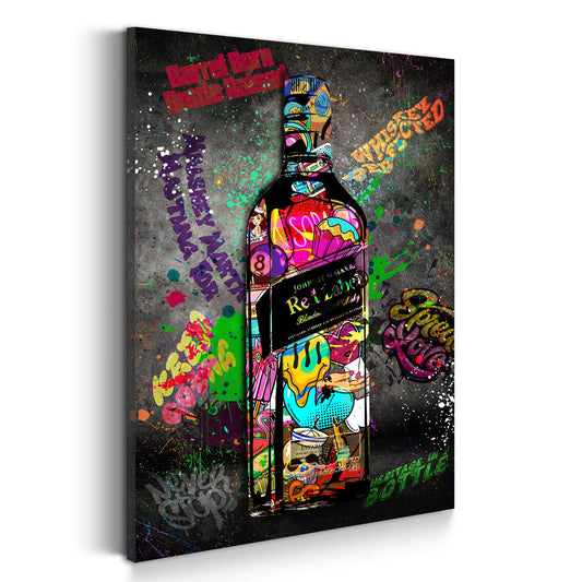 Whisky Flasche Red Style Street Art Design und Schriftzüge Wandbild Kunstwerk