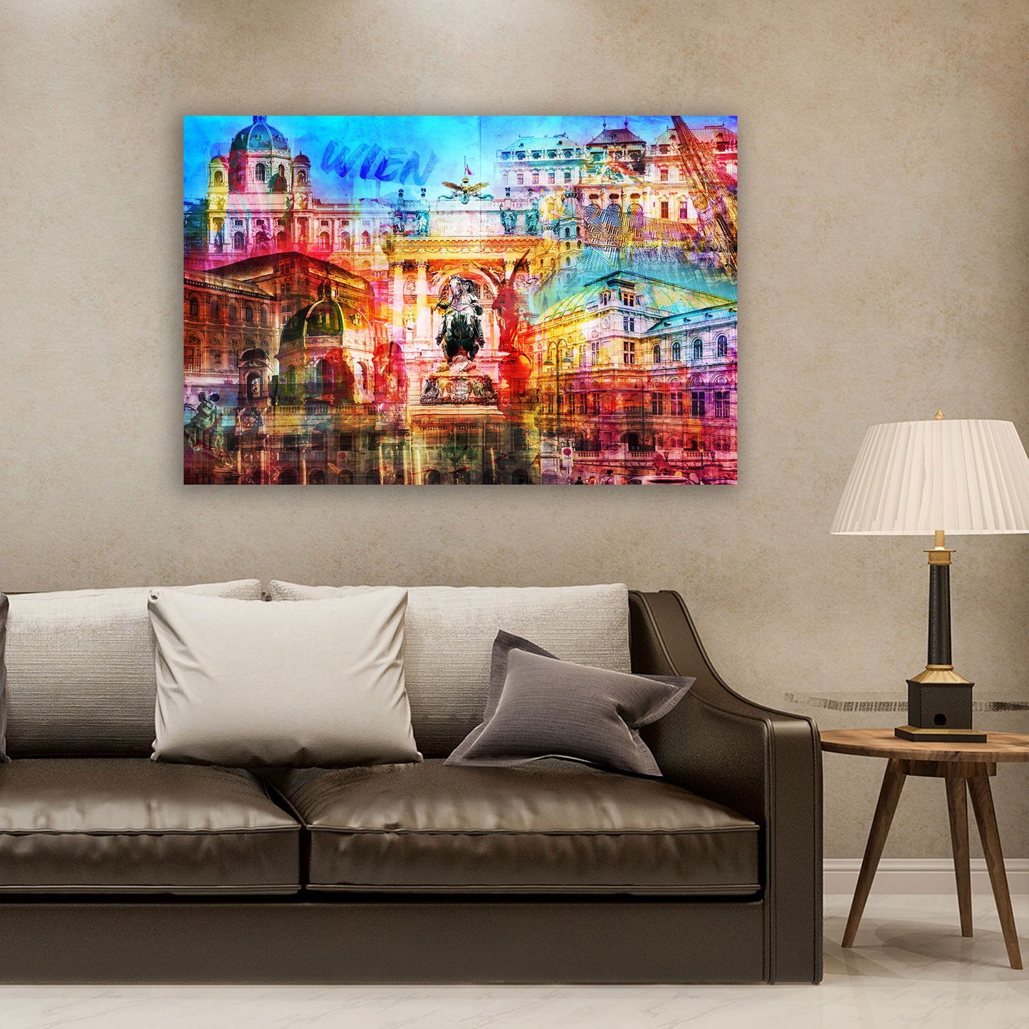 Wien Pop Art Wahrzeichen Wandbild Kunstwerk