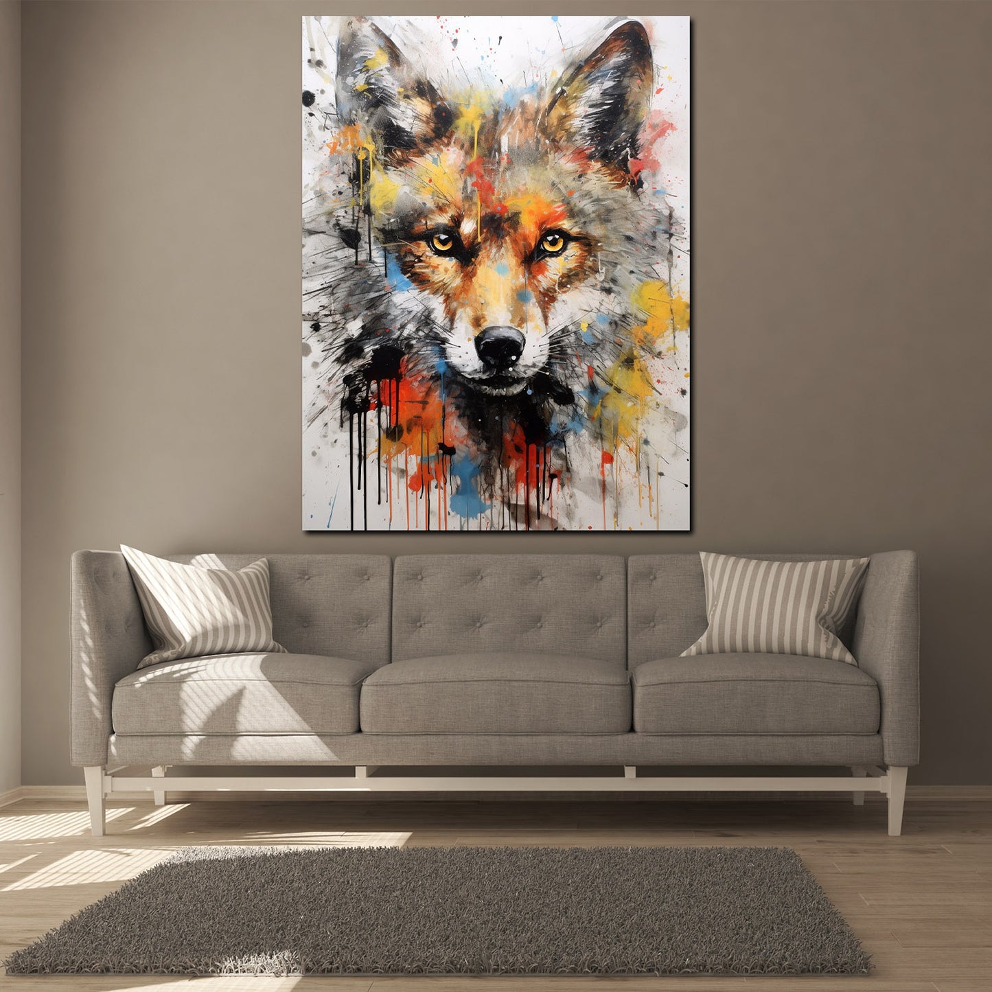 Wolf Pop Art abstrakt Wandbild Kunstwerk