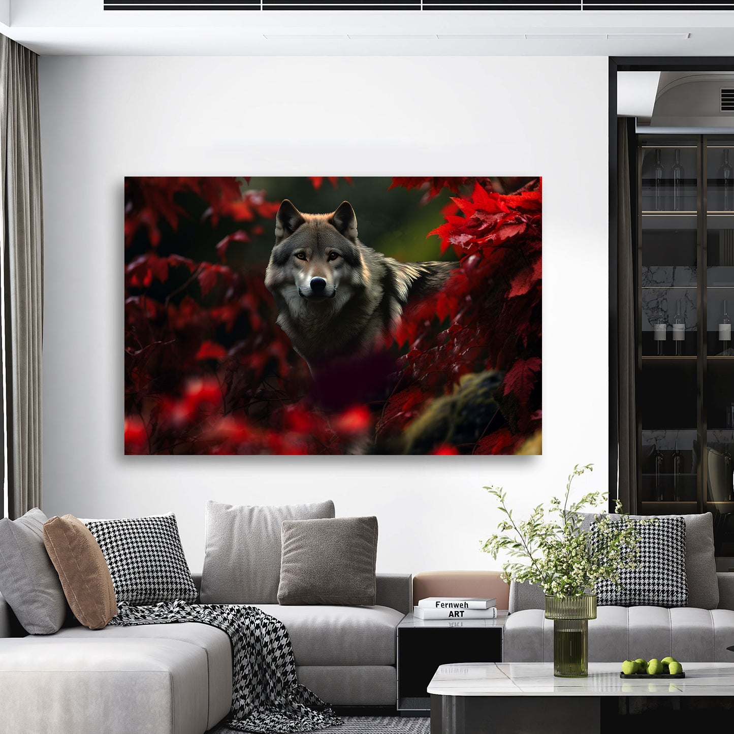Wolf im Wald Wandbild Kunstwerk