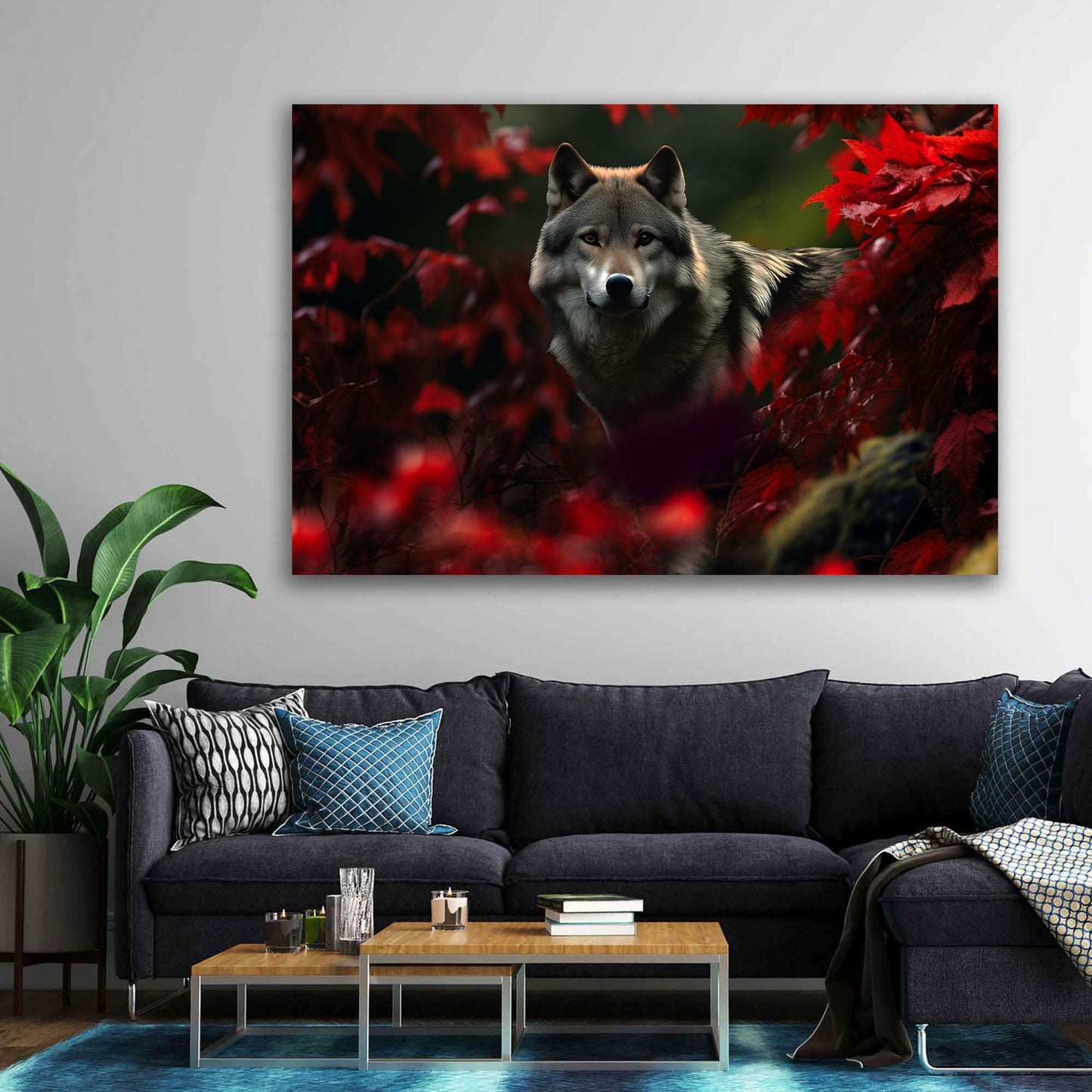 Wolf im Wald Wandbild Kunstwerk