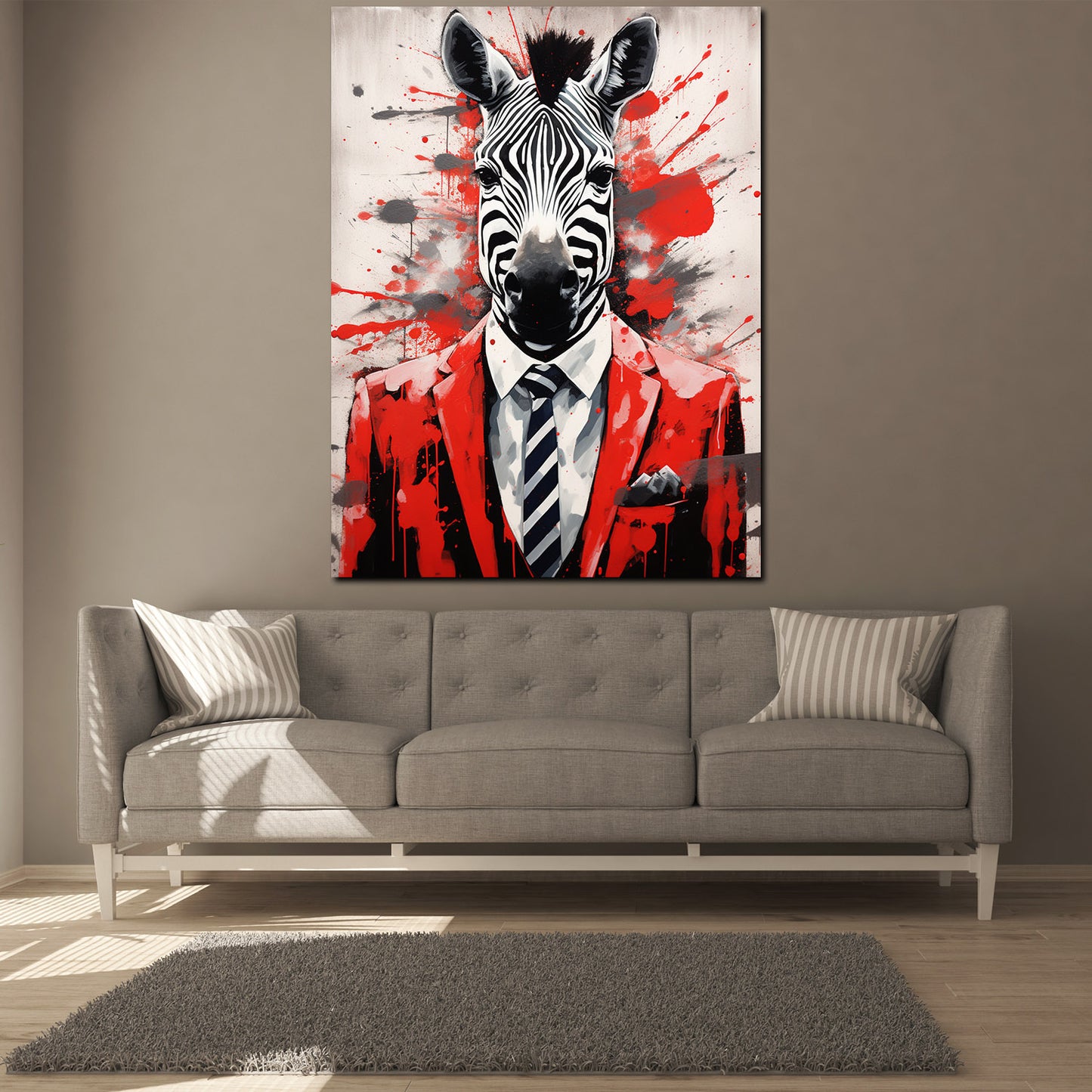 Zebra abstrakt im Anzug Pop Art Black Style Wandbild Kunstwerk