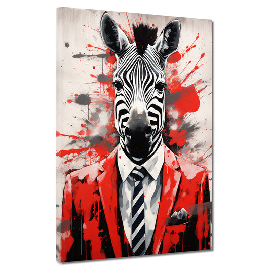 Zebra abstrakt im Anzug Pop Art Black Style Wandbild Kunstwerk