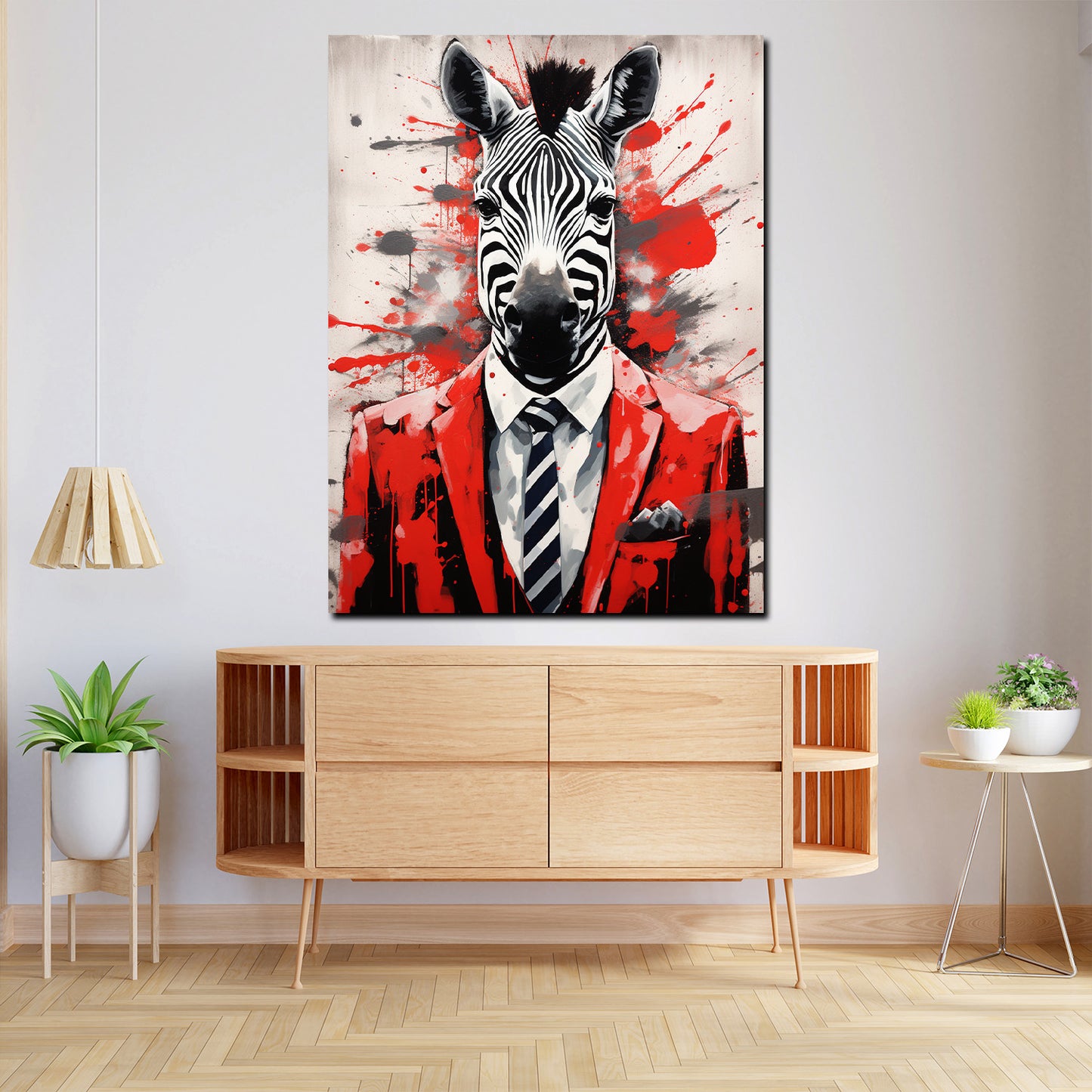 Zebra abstrakt im Anzug Pop Art Black Style Wandbild Kunstwerk