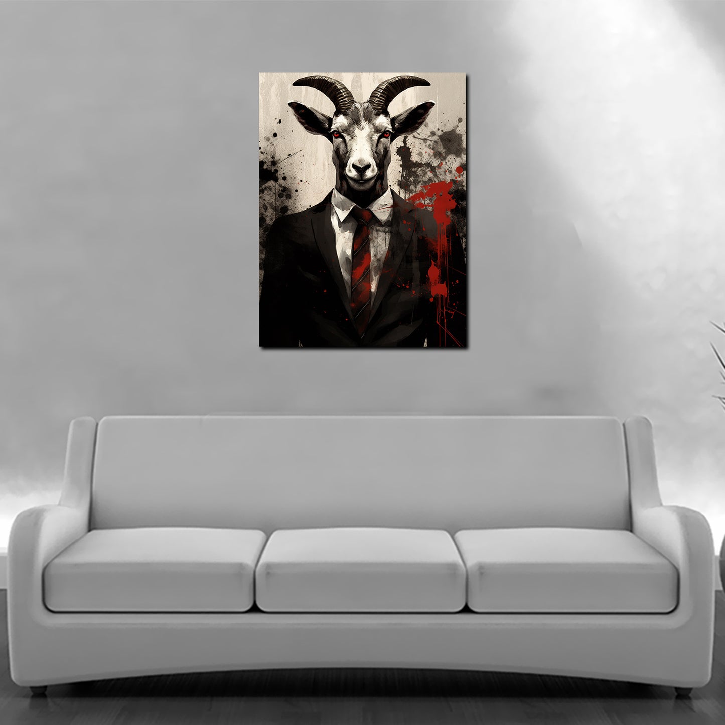 Ziege im Anzug Black Abstract Wandbild Kunstwerk