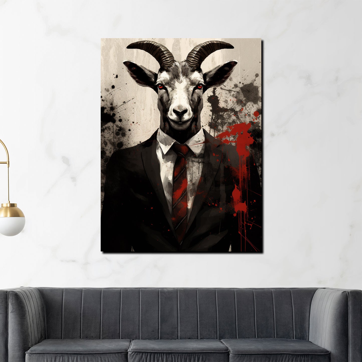 Ziege im Anzug Black Abstract Wandbild Kunstwerk