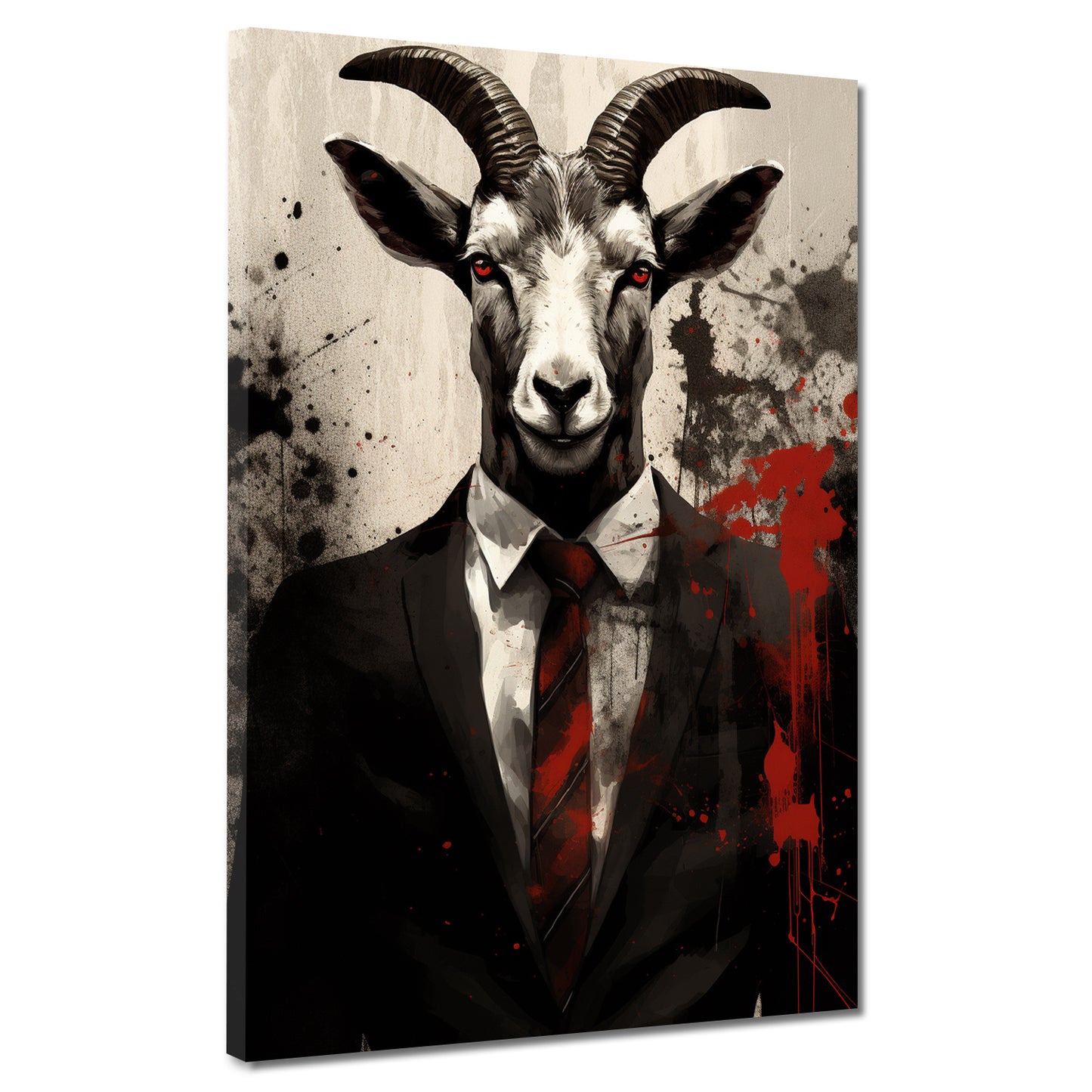 Ziege im Anzug Black Abstract Wandbild Kunstwerk