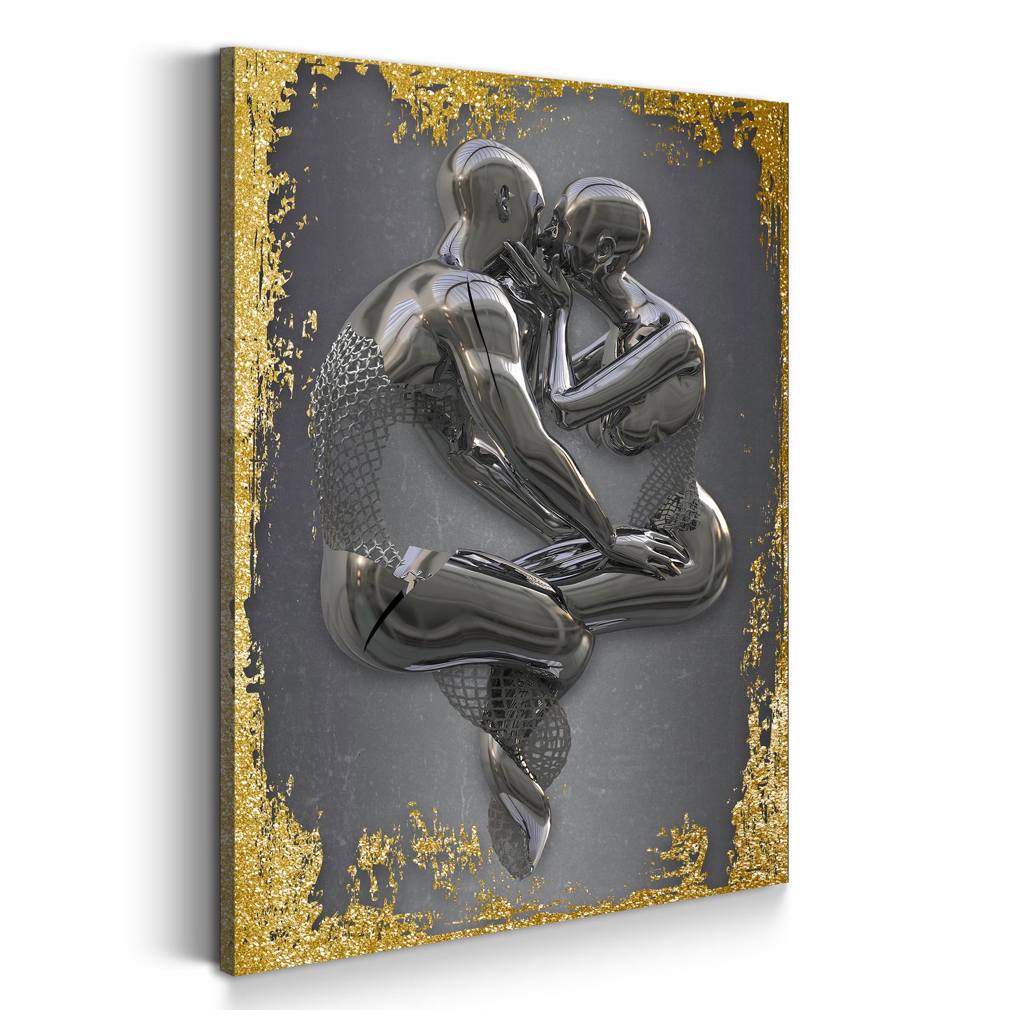 Abstrakt Metallfigur 2 Körper Metall Wandkunst Gold Style Wandbild Kunstwerk