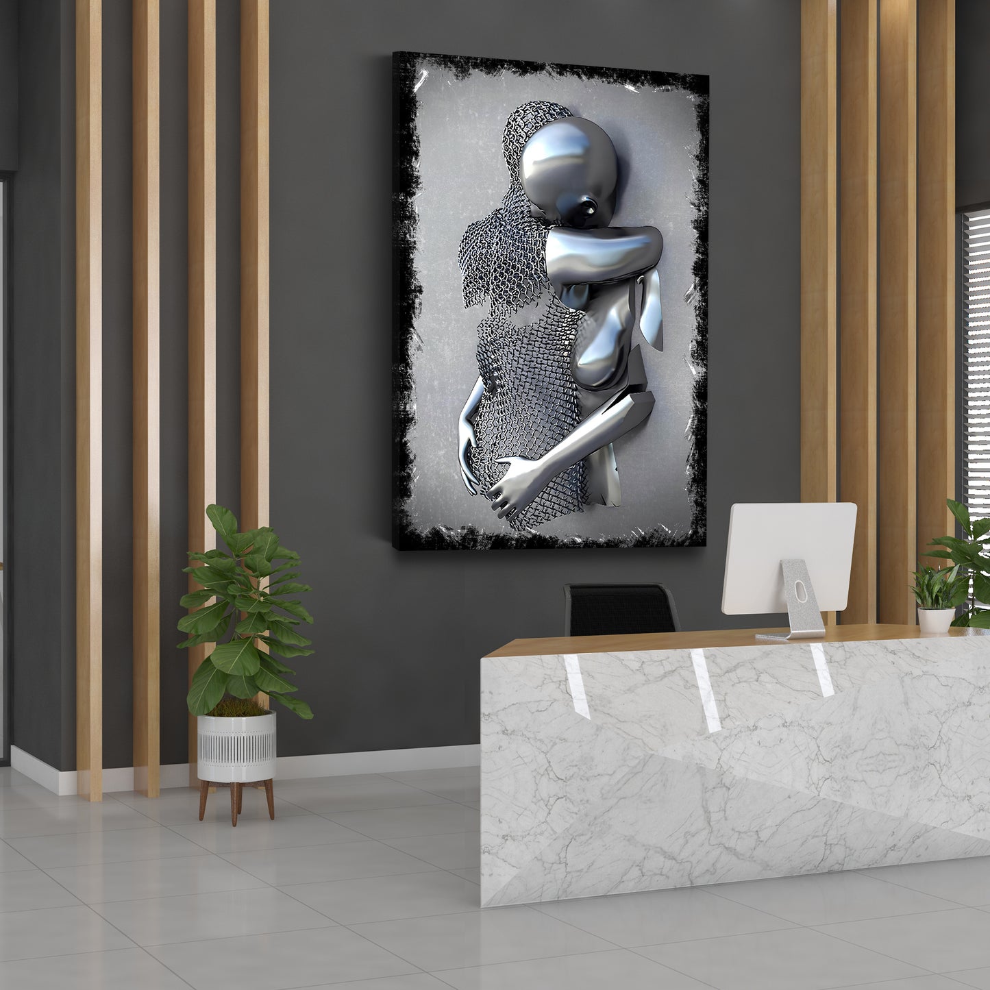 Abstrakt Metallfigur Two Lovers Metall Wandkunst Wandbild Kunstwerk