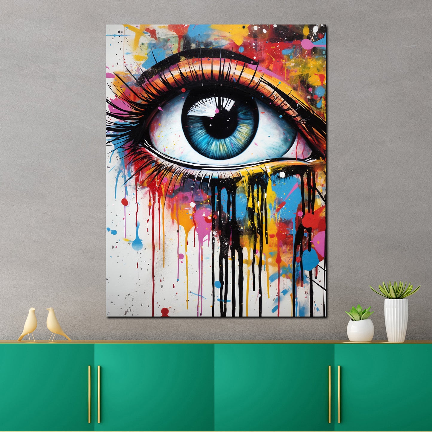 Wandbild Kunstwerk abstrakt Auge Pop Art Bunt