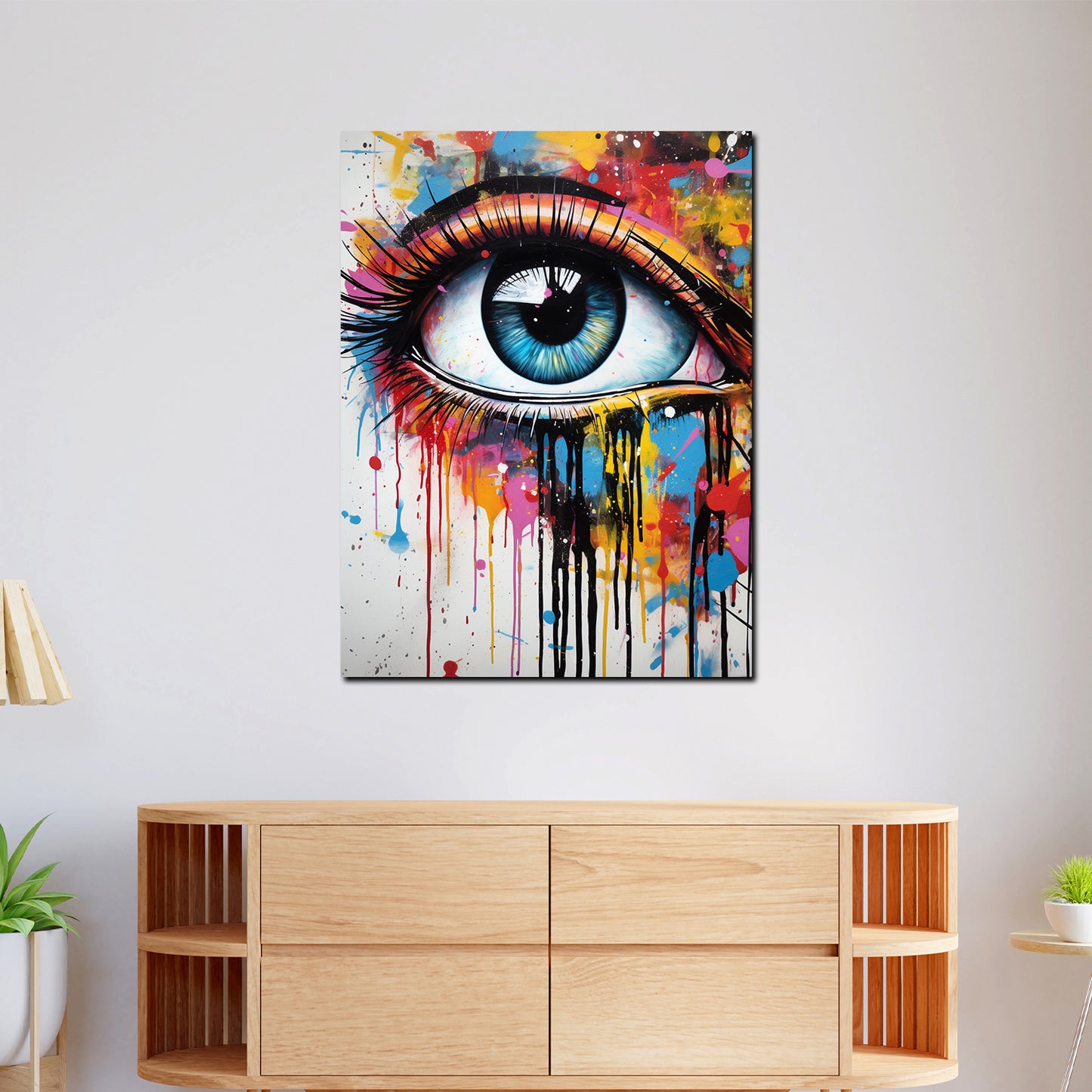 Wandbild Kunstwerk abstrakt Auge Pop Art Bunt