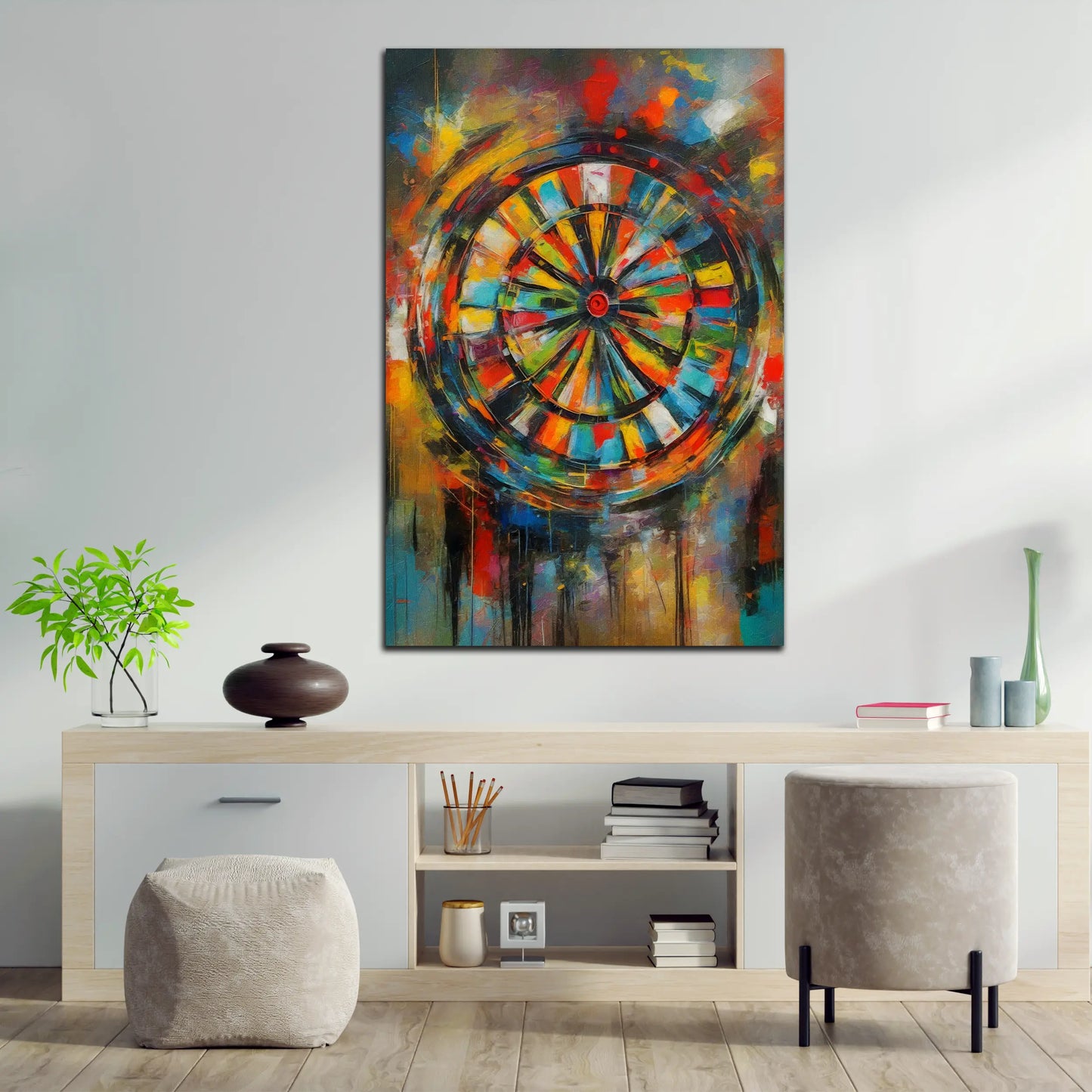 Abstrakt Dartscheibe Darts Wandbild Kunstwerk