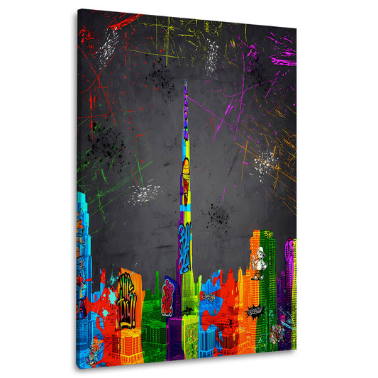 Abstrakt Dubai Wolkenkratzer Street Art Wandbild Kunstwerk