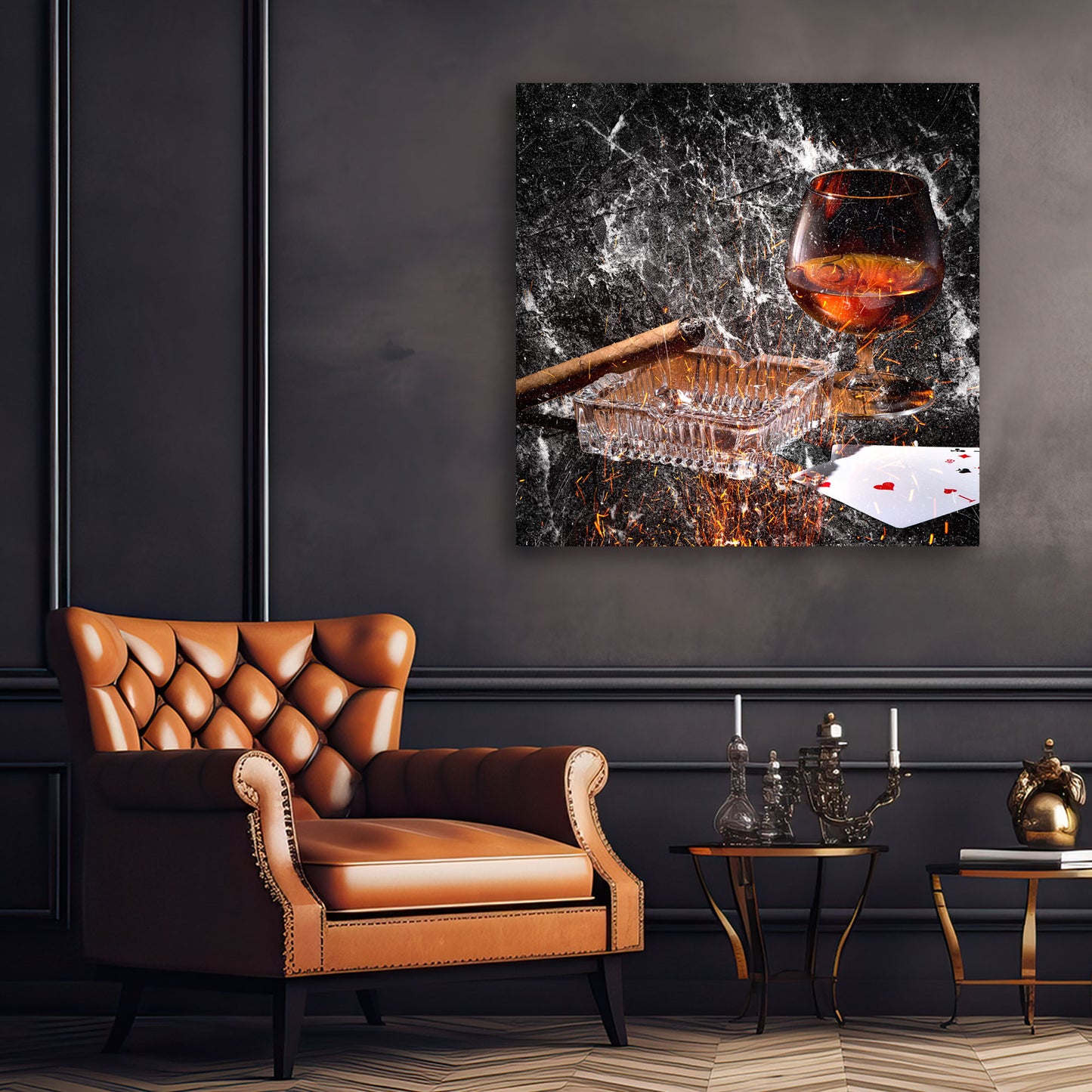 Abstrakt Glas Whiskey Wandbild Kunstwerk