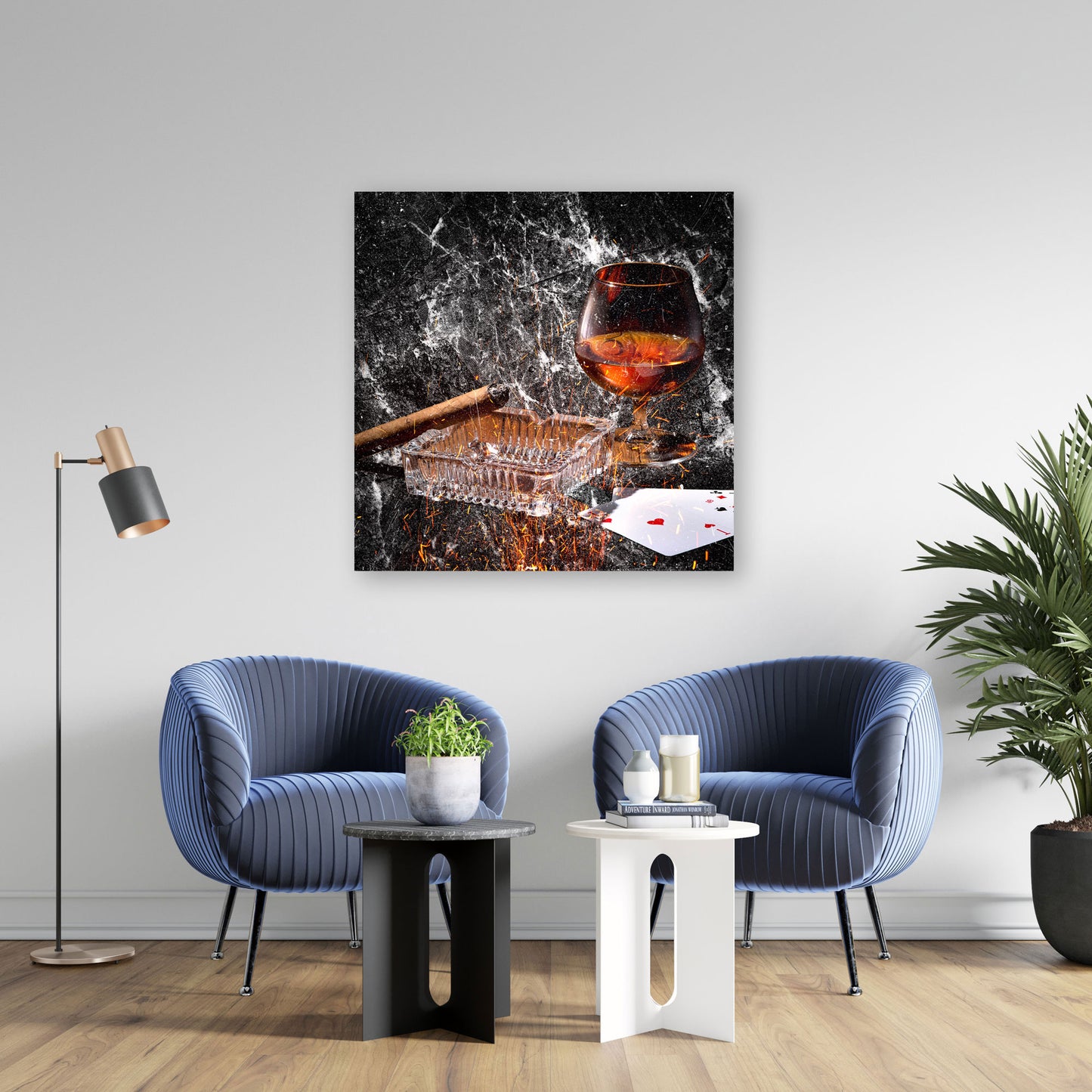 Abstrakt Glas Whiskey Wandbild Kunstwerk