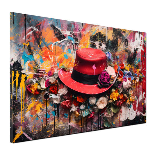 Abstrakt Hut mit Blumen Colour Style Wandbild Kunstwerk