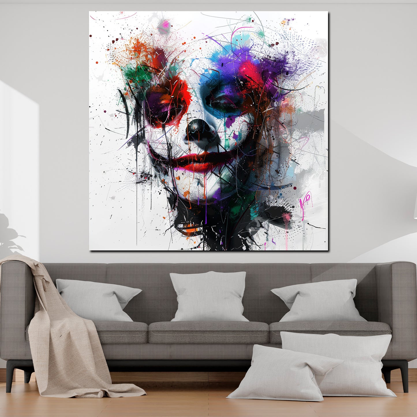 Wandbild Kunstwerk abstrakt Joker Gesicht Pop Art