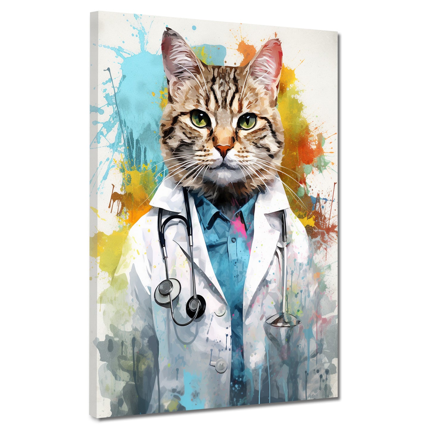 Abstrakt Katze als Doktor Wandbild Kunstwerk