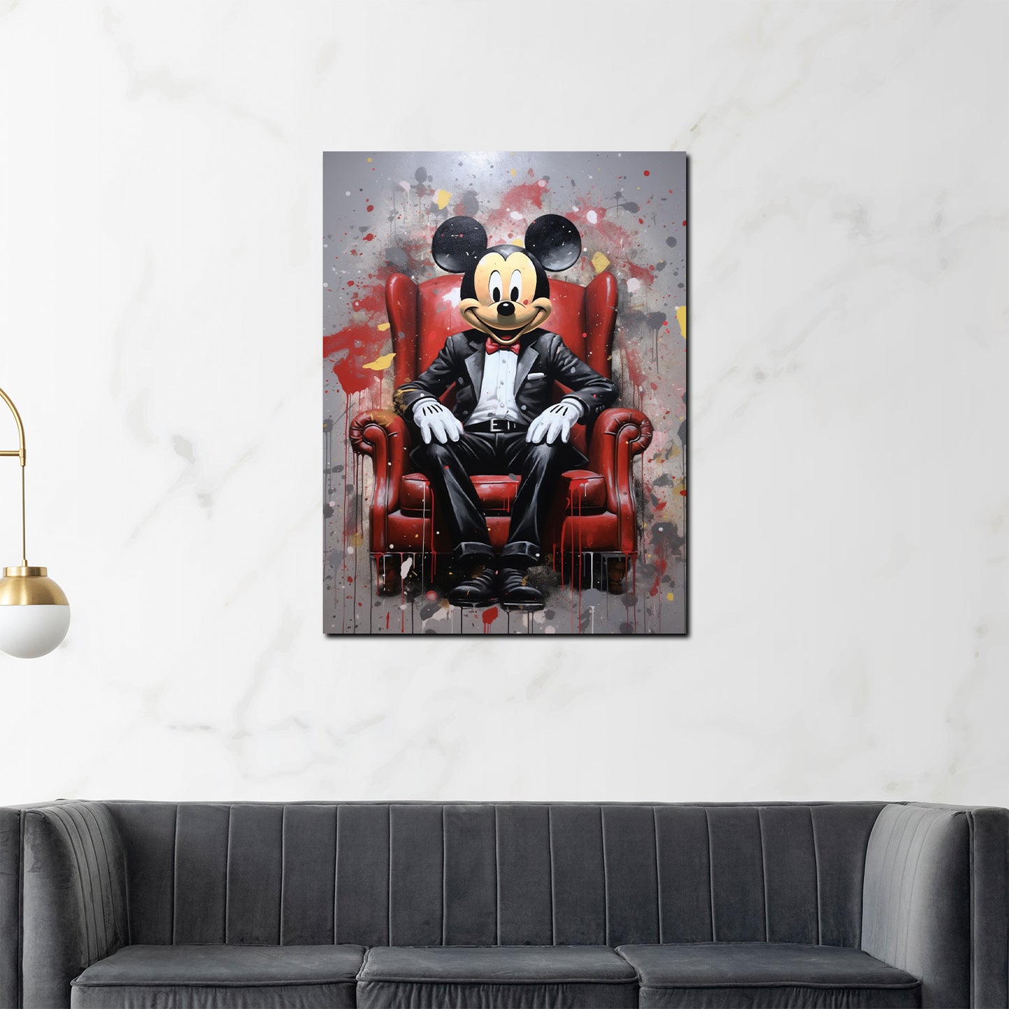 Abstrakt Maus im Anzug, Comic Wandbild Kunstwerk