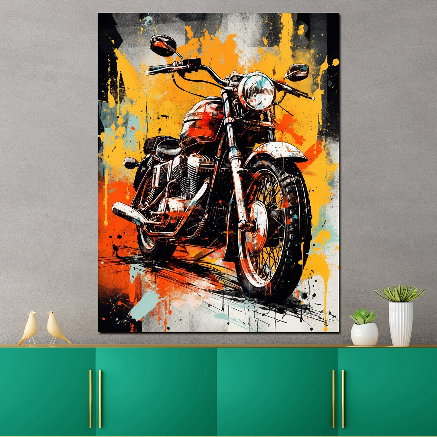 Wandbild Kunstwerk abstrakt Motorrad Street Art Style