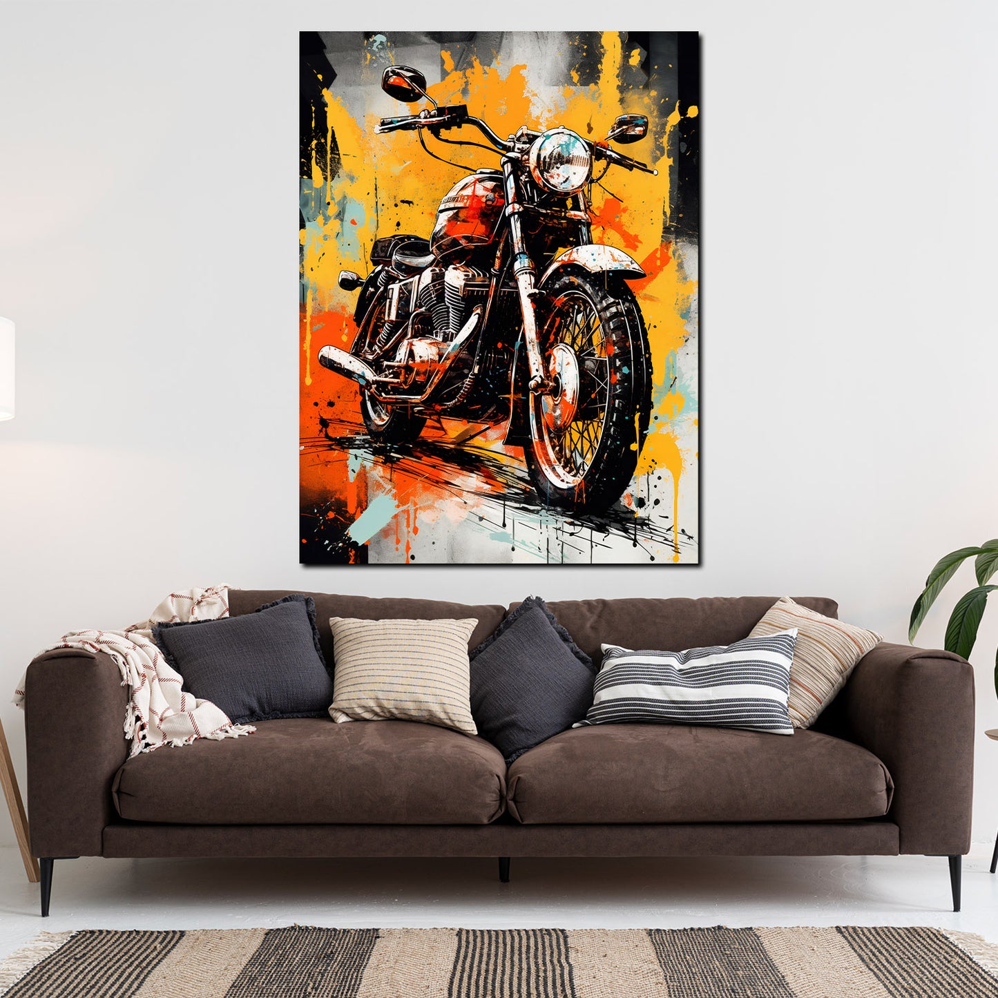 Wandbild Kunstwerk abstrakt Motorrad Street Art Style