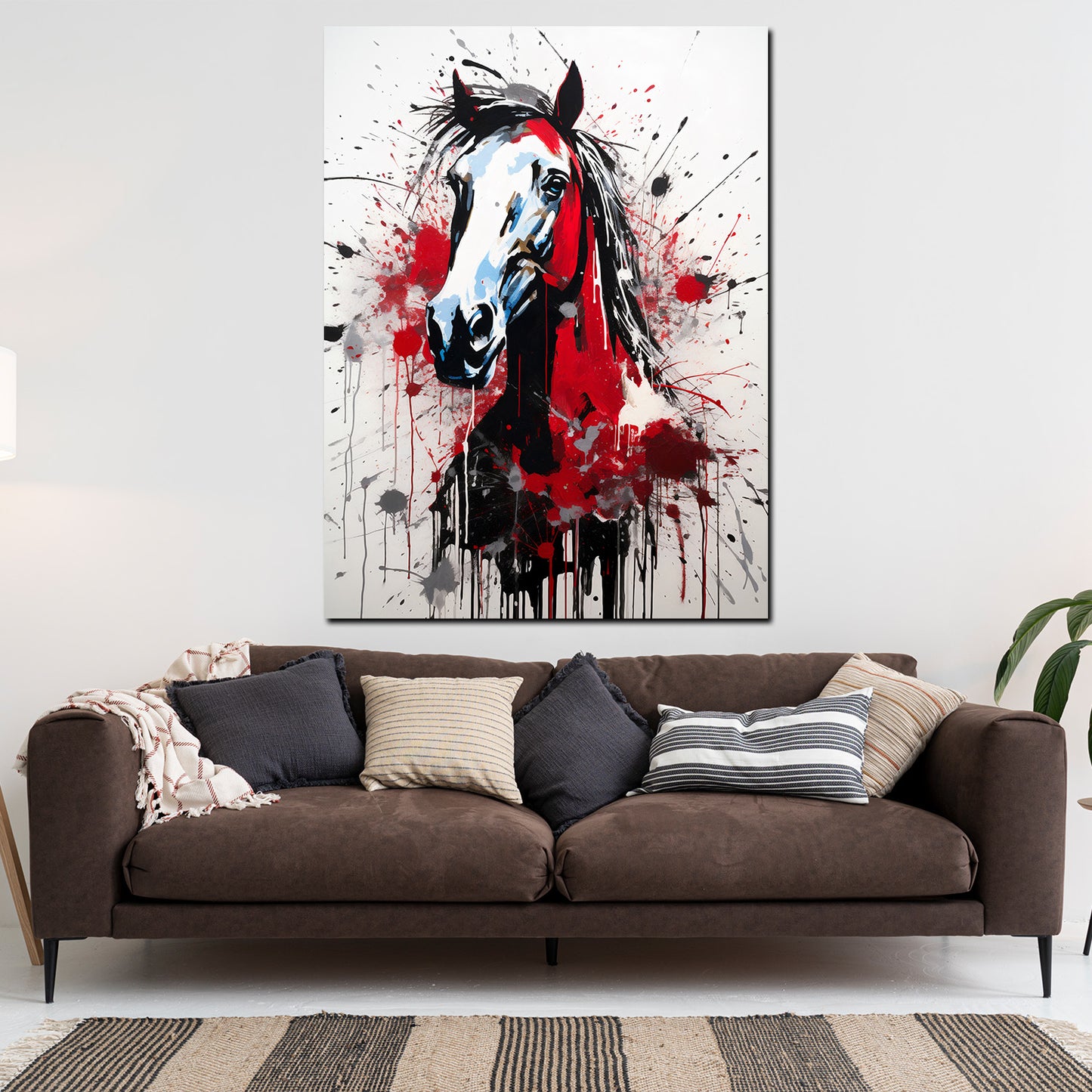 Wandbild Kunstwerk abstrakt Pferd Kopf Red Splash