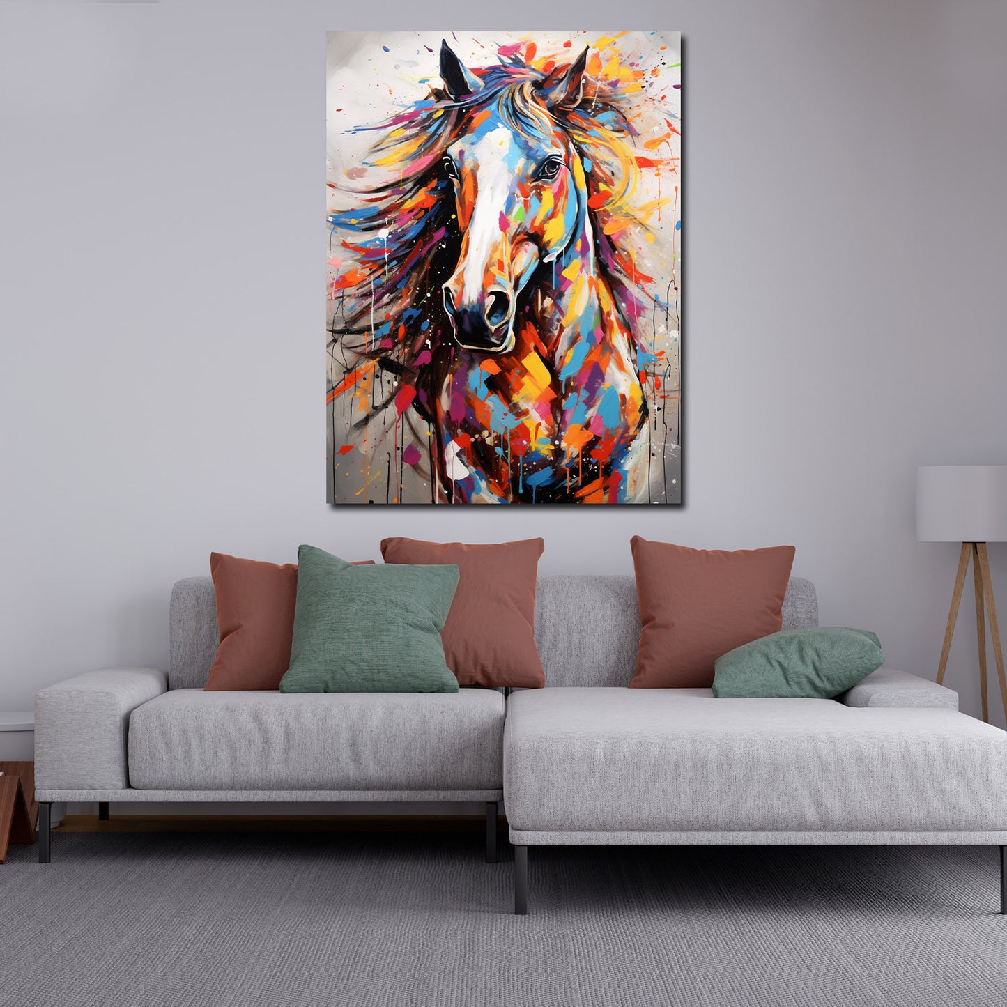 Abstrakt Pferd Pop Art Colour Style Wandbild Kunstwerk