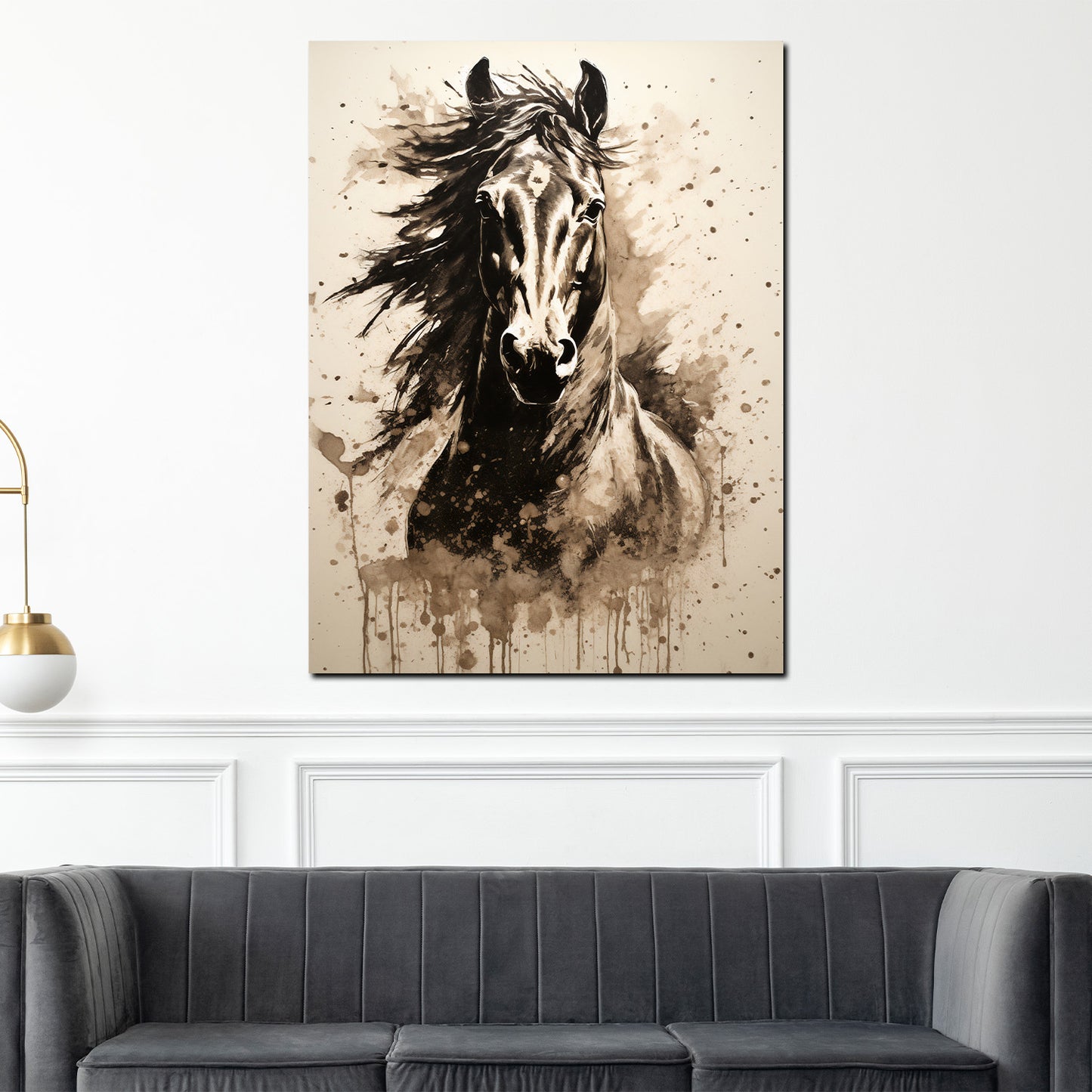 Wandbild Kunstwerk abstrakt Pferd Retro Style