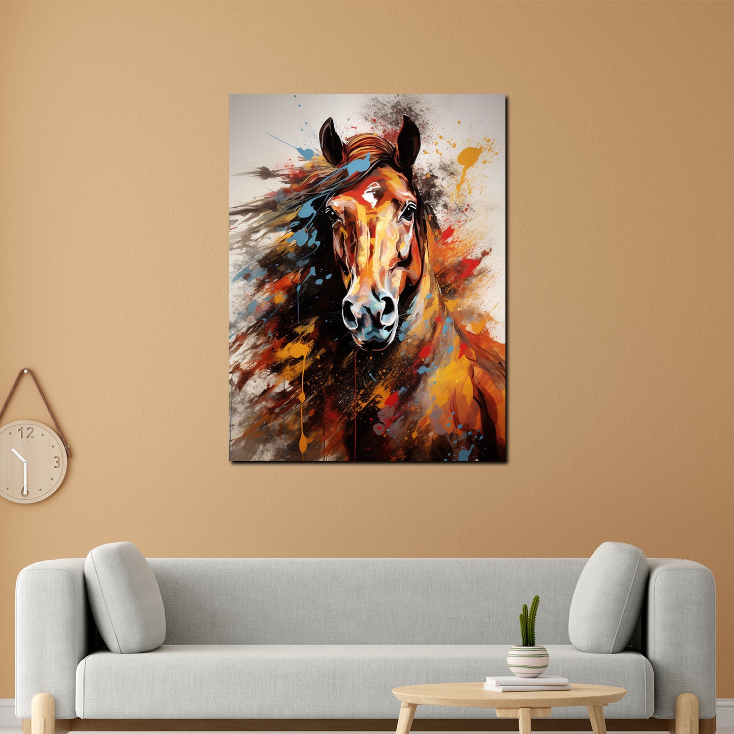 Abstrakt Pferd frontal Colour Style Wandbild Kunstwerk