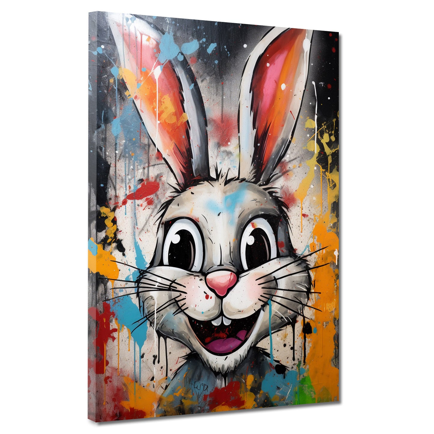 abstrakt Pop Art White Rabbit, Hase Wandbild Kunstwerk