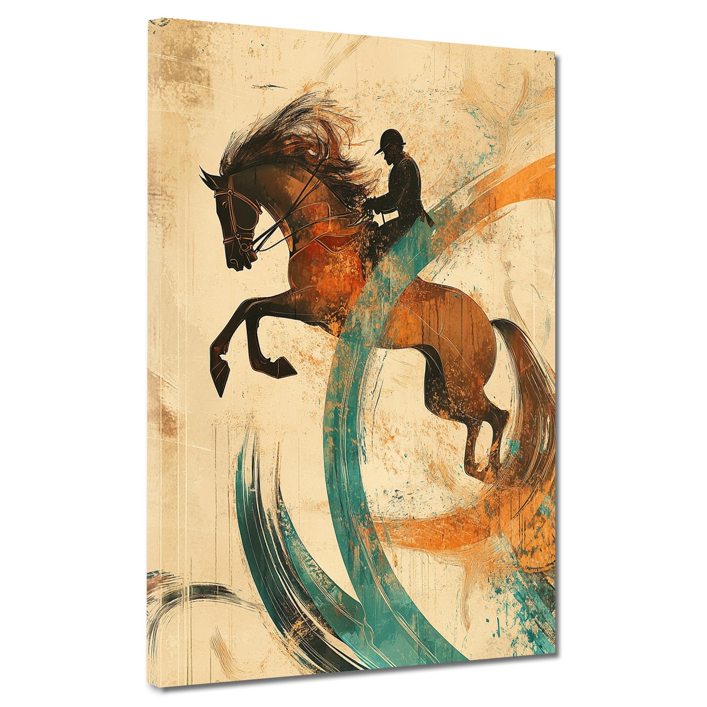 Abstrakt Reitsport Szene Wandbild Kunstwerk