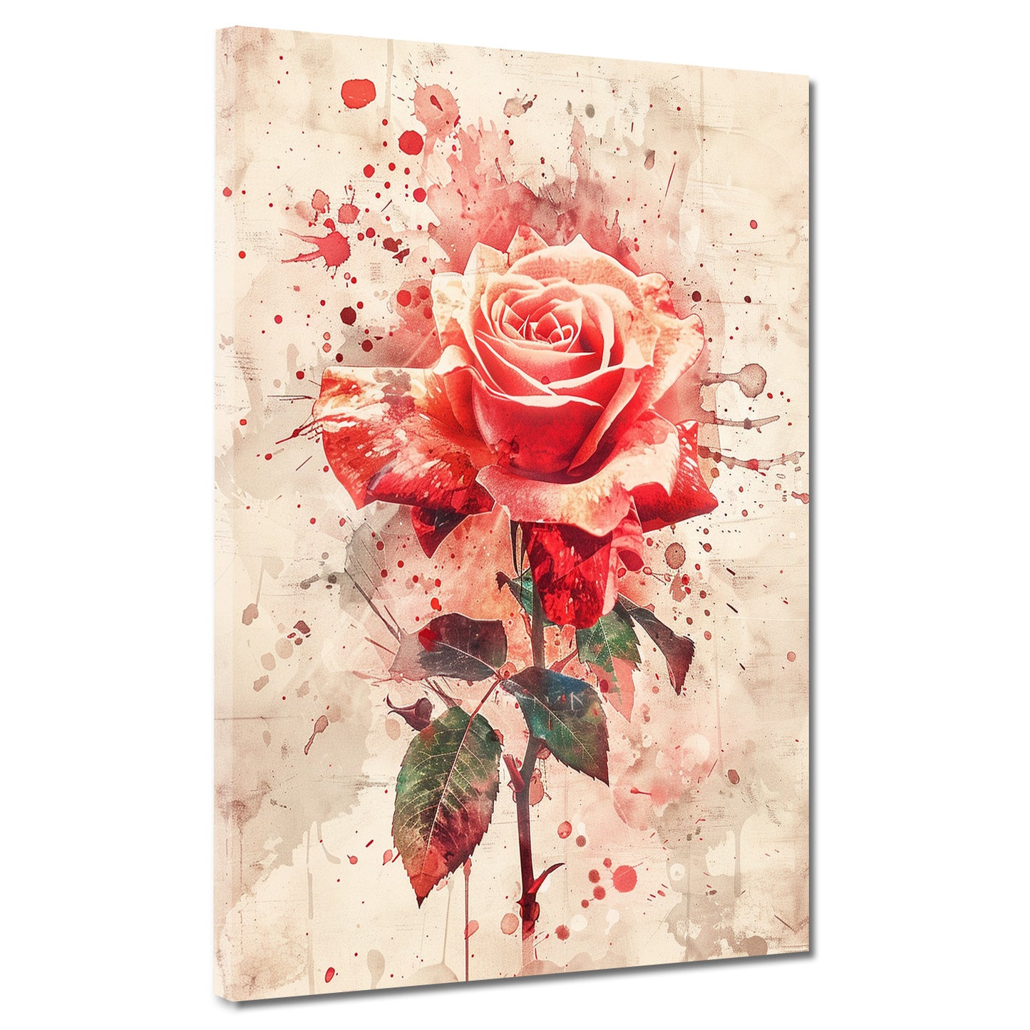 Abstrakt Rose in rot Aquarell Wandbild Kunstwerk