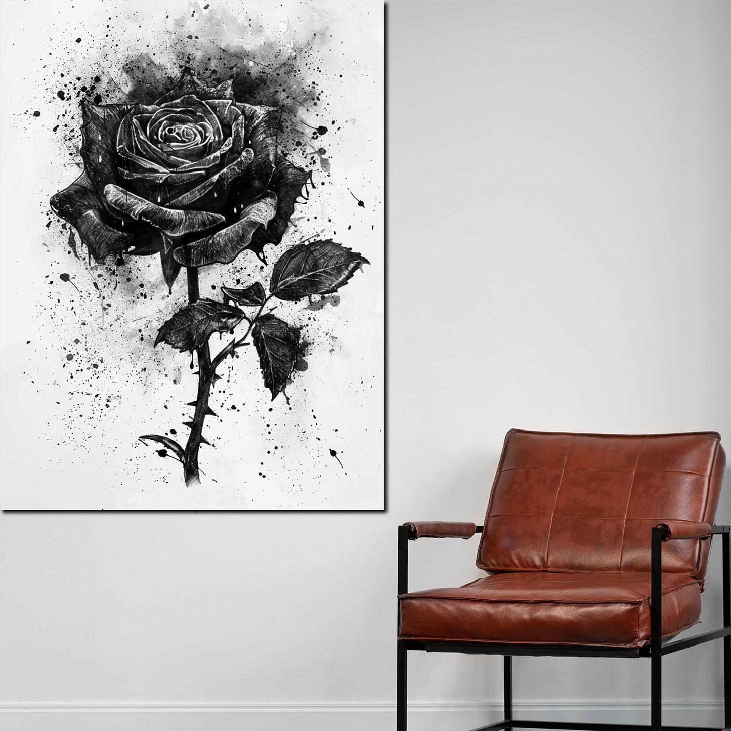 Abstrakt Rose in Schwarz-Weiß Wandbild Kunstwerk