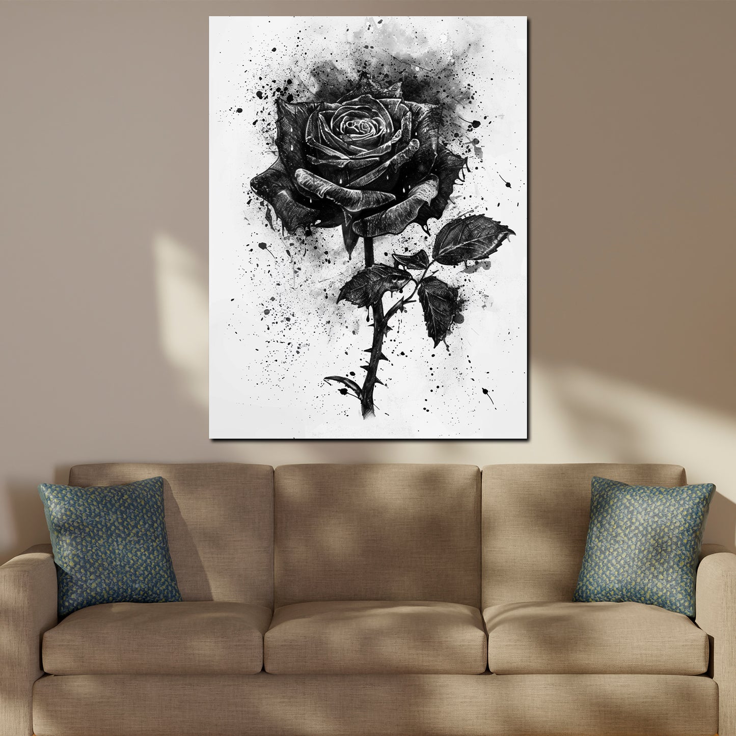 Abstrakt Rose in Schwarz-Weiß Wandbild Kunstwerk